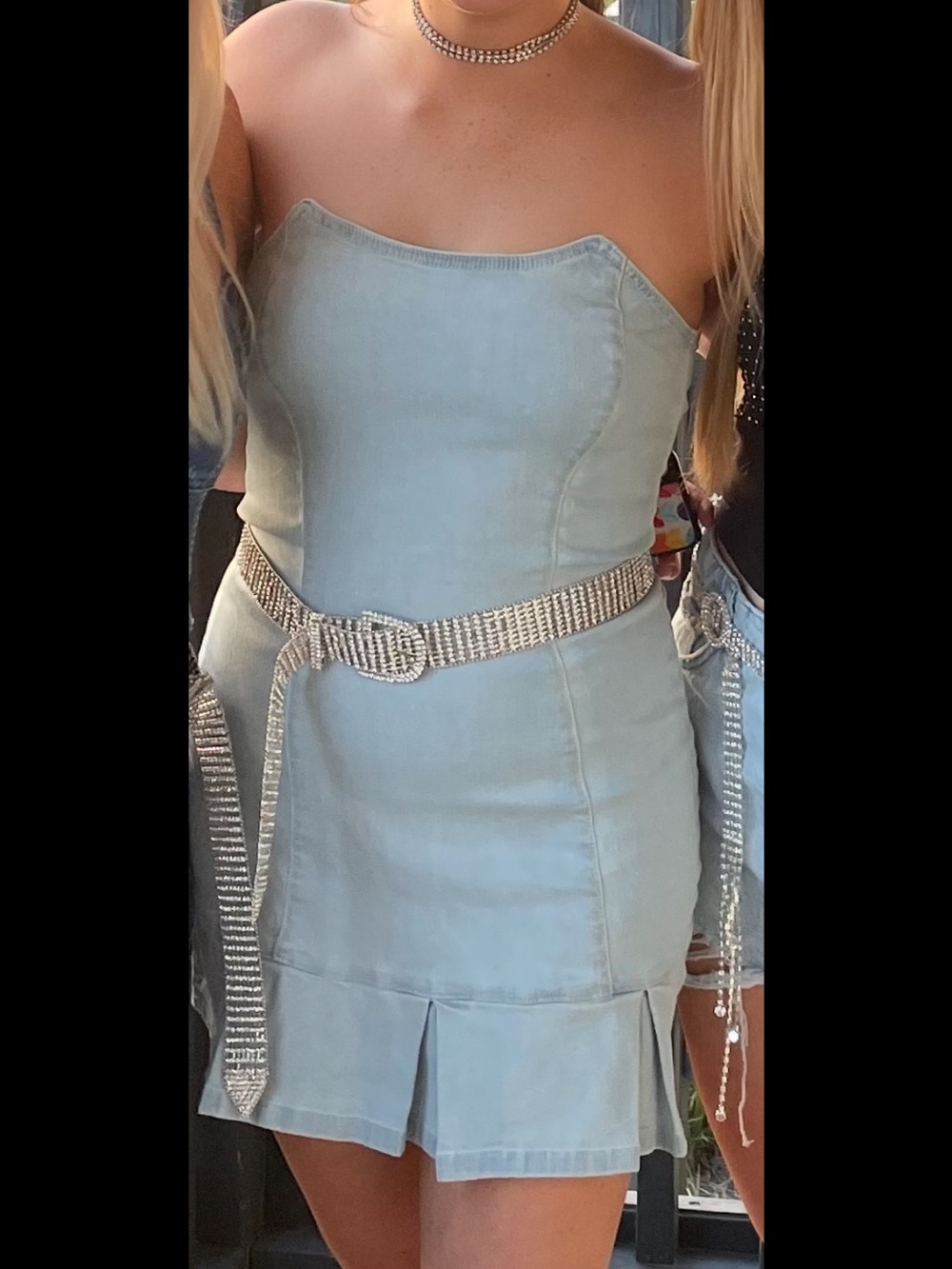 Denim Strapless Mini Dress